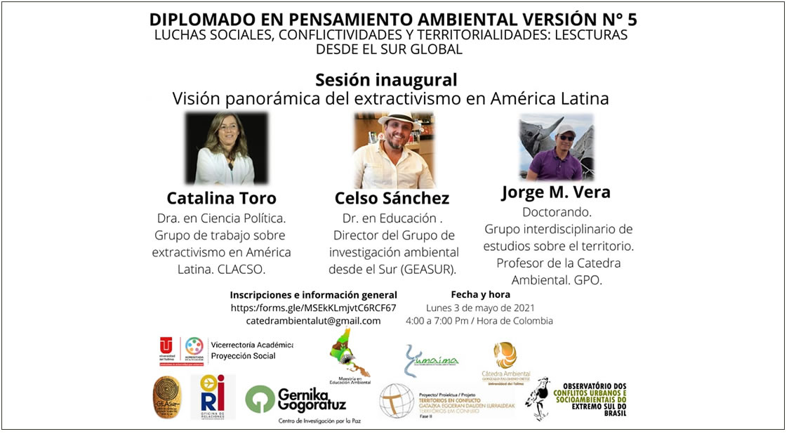 programa del V Diplomado Internacional en Pensamiento Ambiental – Luchas Sociales, Conflictividades y Territorialidades: Lecturas desde el Sur Global