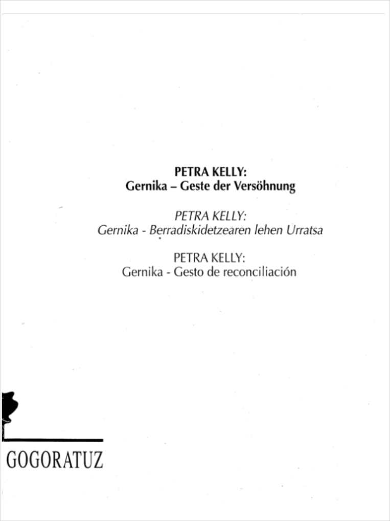 Petra Kelly. Gesto de Reconciliación