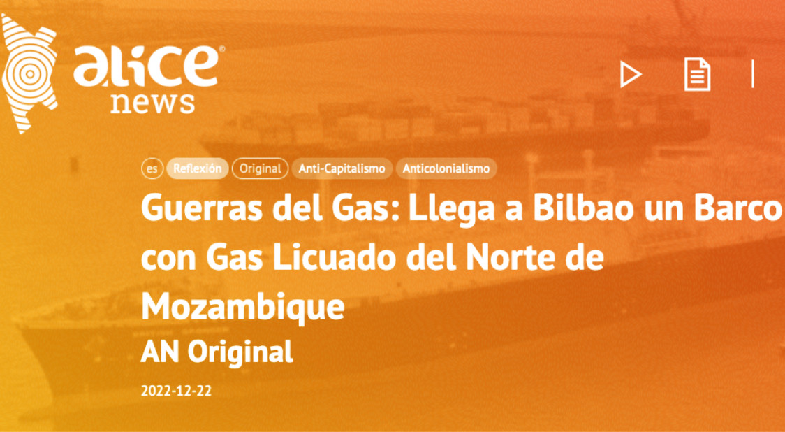 GUERRAS DEL GAS: LLEGA A BILBAO UN BARCO CON GAS LICUADO DEL NORTE DE MOZAMBIQUE