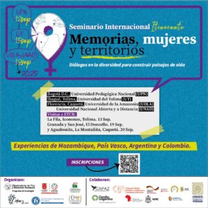 inscripciones seminario memorias, mujeres y territorios de Colombia