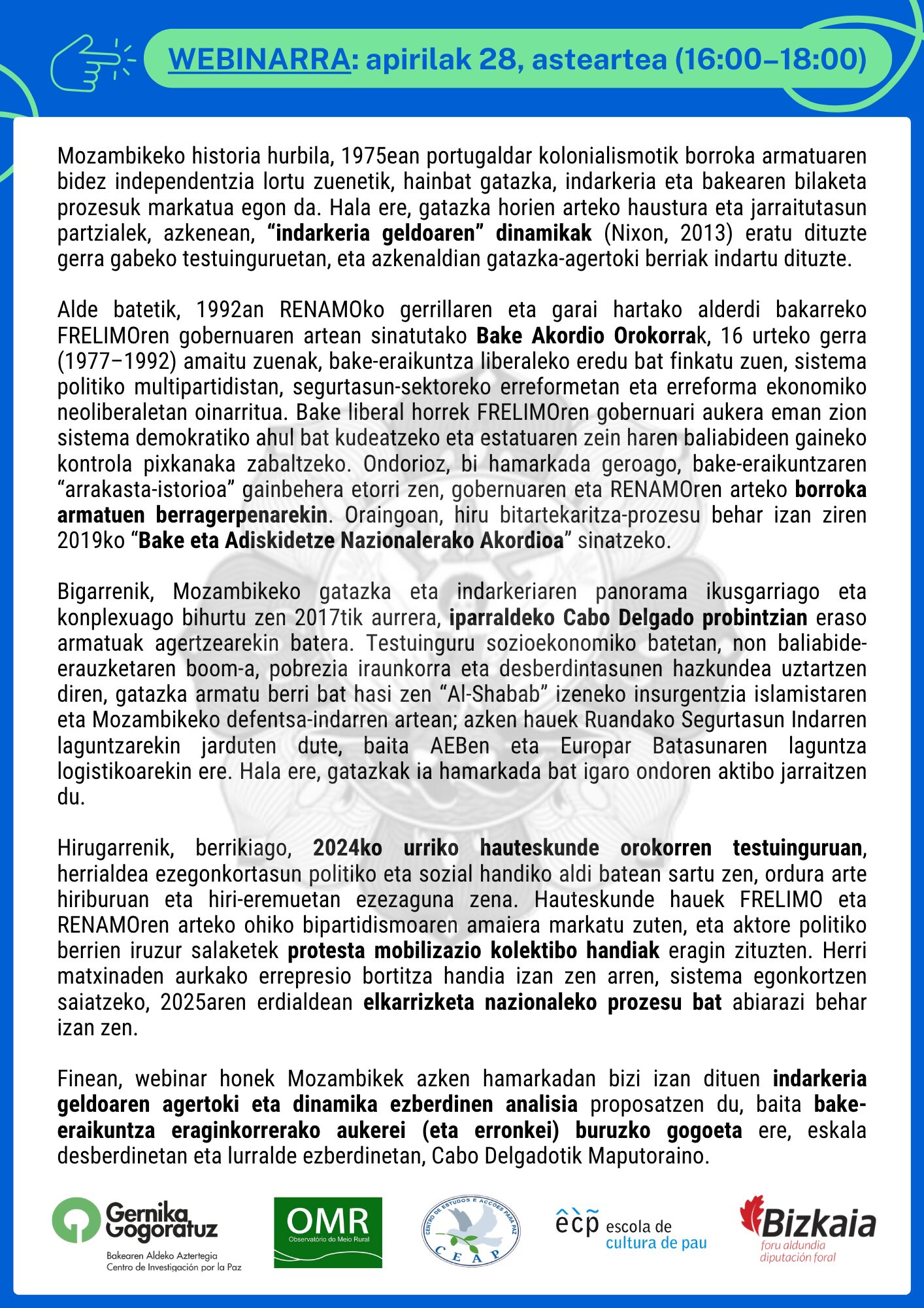 Mozambikeko indarkerien eta bake-narratiben kartografiak